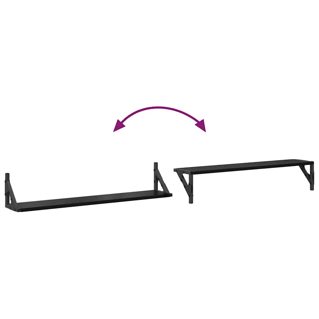 Wandregale 2 pcs Schwarz Eichen-Optik 80 x 15 x 15,5 cm
