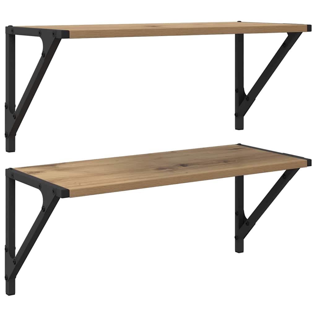 Wandregale 2 pcs Artisan-Eiche 60 x 25 x 25,5 cm Holzwerkstoff
