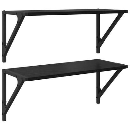 Wandregale 2 pcs Schwarz Eichen-Optik 60 x 25 x 25,5 cm