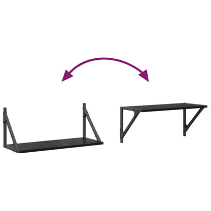 Wandregale 2 pcs Schwarz Eichen-Optik 60 x 25 x 25,5 cm