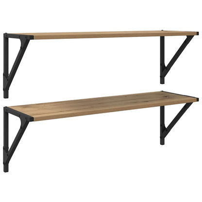 Wandregale 2 pcs Artisan-Eiche 80 x 25 x 25,5 cm Holzwerkstoff
