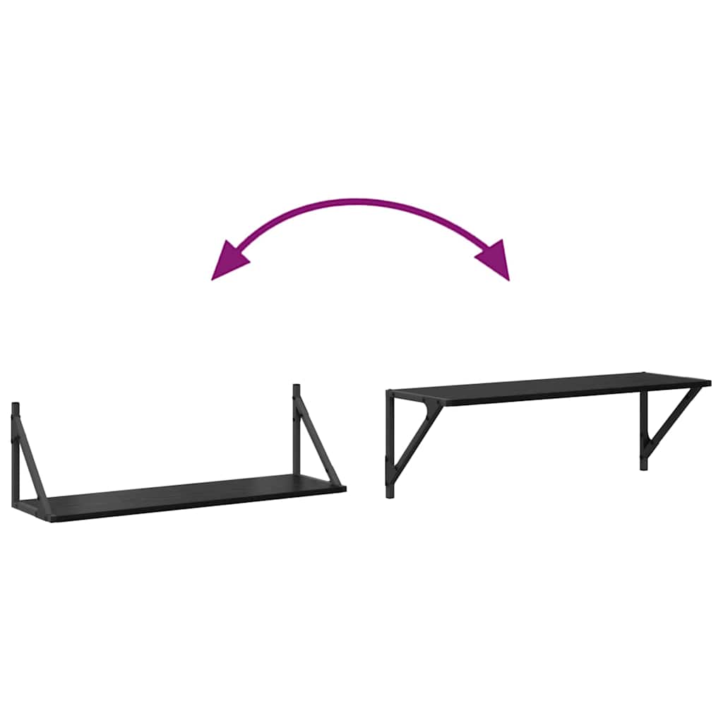 Wandregale 2 pcs Schwarz Eichen-Optik 80 x 25 x 25,5 cm