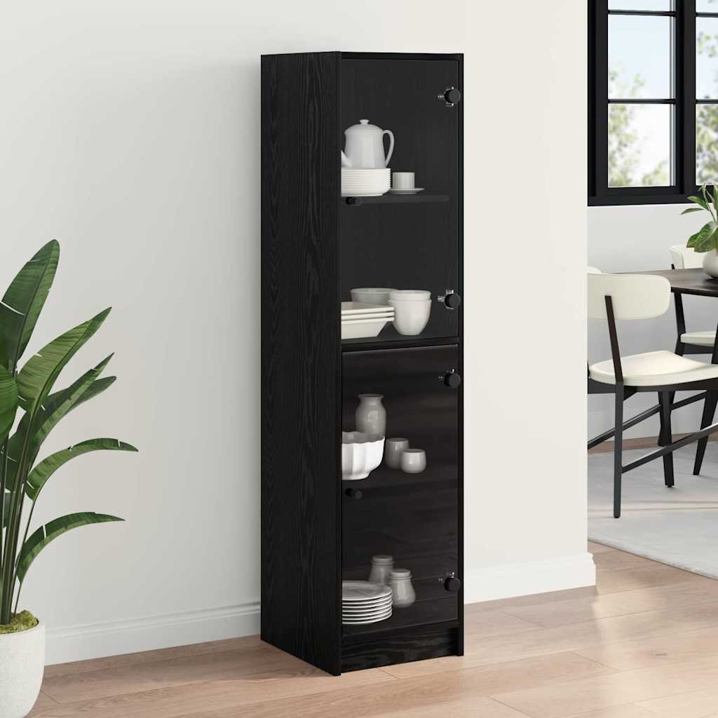 Highboard Schwarz Eichen-Optik 35 x 37 x 142 cm Holzwerkstoff