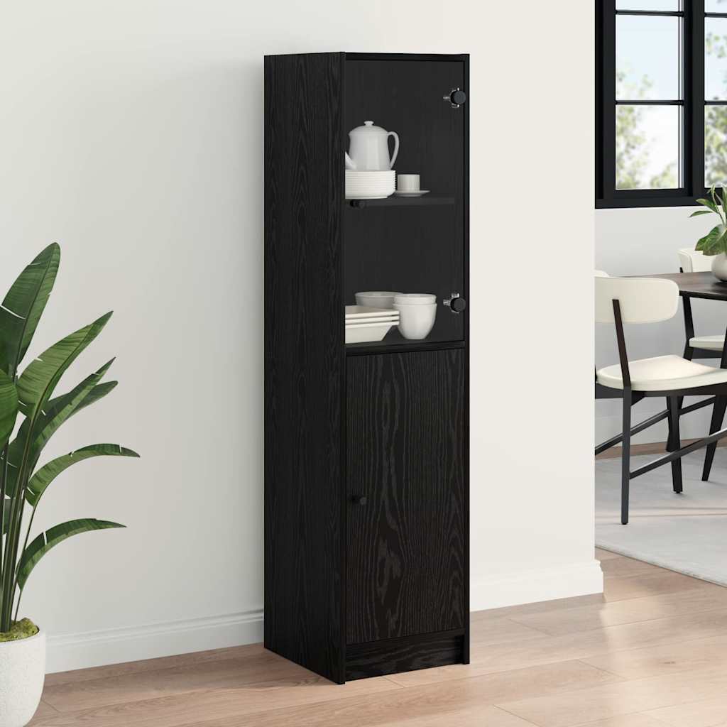 Highboard Schwarz Eichen-Optik 35 x 37 x 142 cm Holzwerkstoff