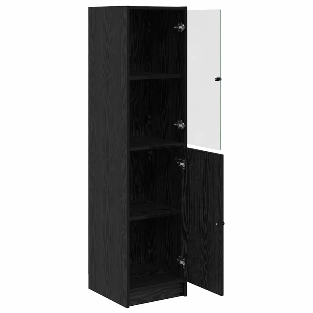 Highboard Schwarz Eichen-Optik 35 x 37 x 142 cm Holzwerkstoff