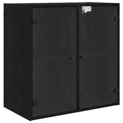 Wandschrank Wandmontiert Schwarz Eichen-Optik 68 x 37 x 68,5 cm