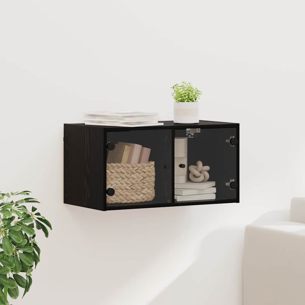 Wandschrank Schwarz Eichen-Optik 68 x 37 x 35 cm Holzwerkstoff