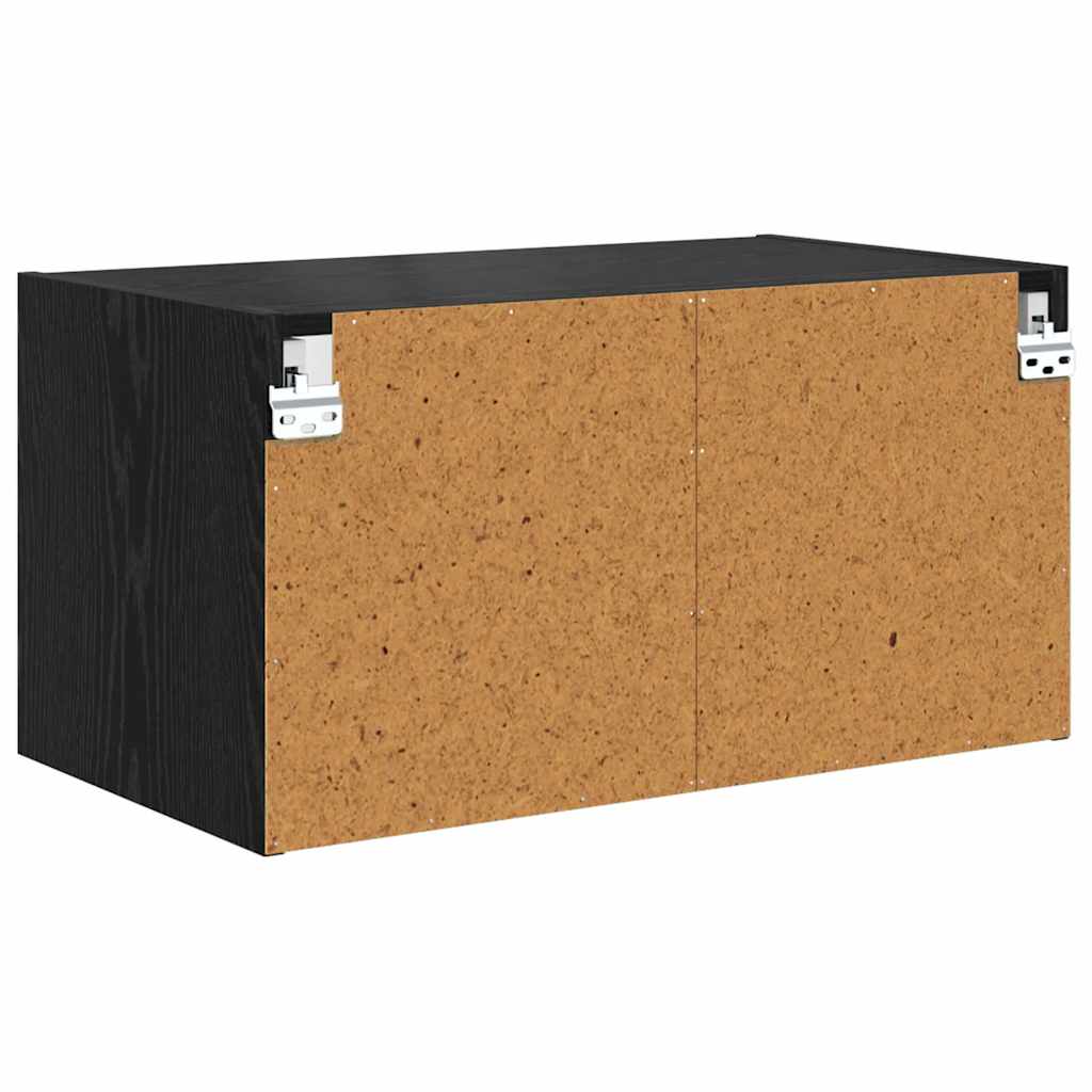 Wandschrank Schwarz Eichen-Optik 68 x 37 x 35 cm Holzwerkstoff