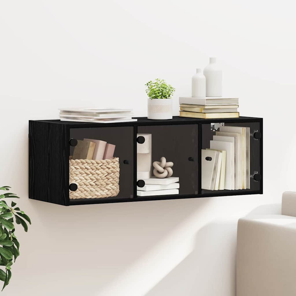 Wandschrank Schwarz Eichen-Optik 102 x 37 x 35 cm Holzwerkstoff