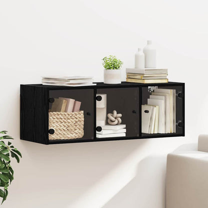 Wandschrank Schwarz Eichen-Optik 102 x 37 x 35 cm Holzwerkstoff