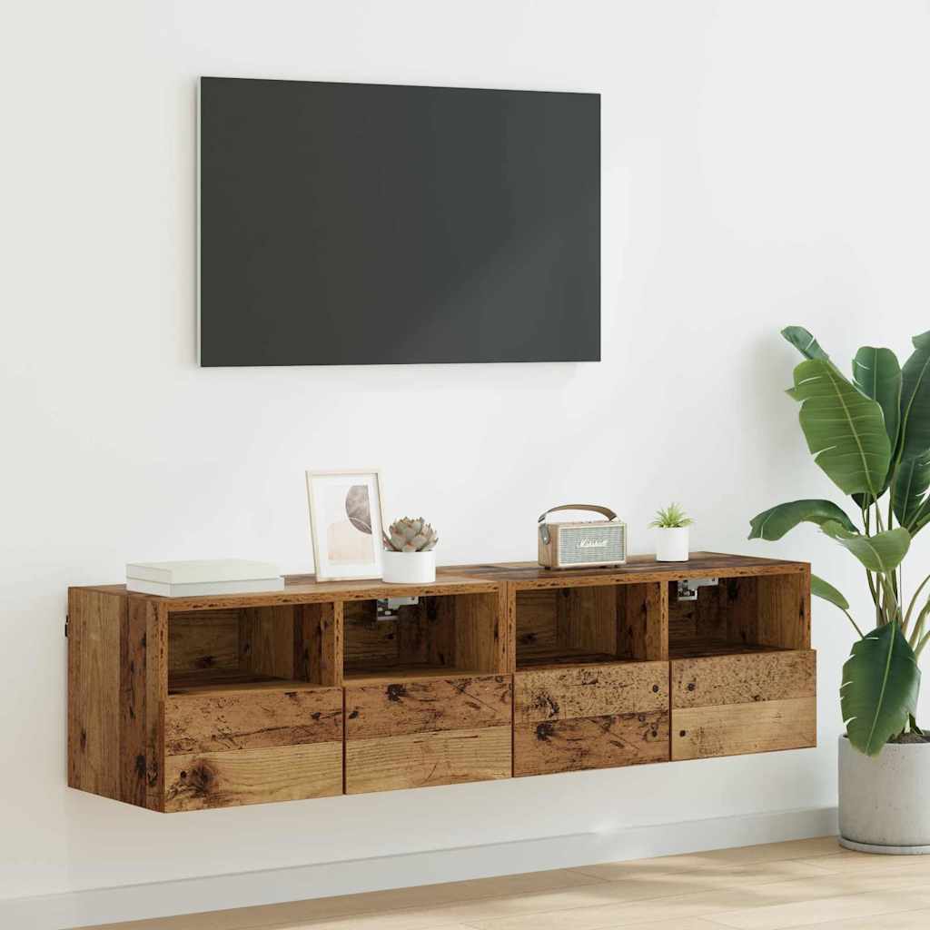TV-Wandregale 2 pcs Altholz 60 x 30 x 30 cm Holzwerkstoff