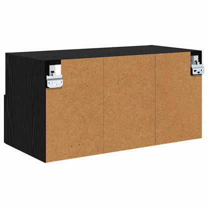 TV-Wandschrank Schwarz Eichen-Optik 60 x 30 x 30 cm