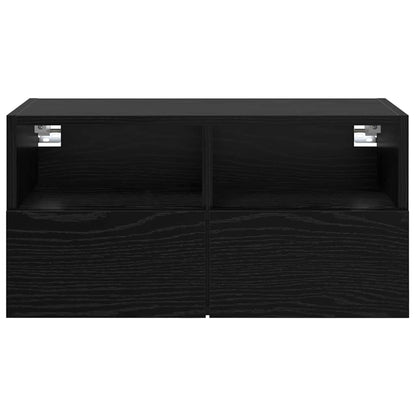 TV-Wandregale 2 pcs Schwarz Eichen-Optik 60 x 30 x 30 cm