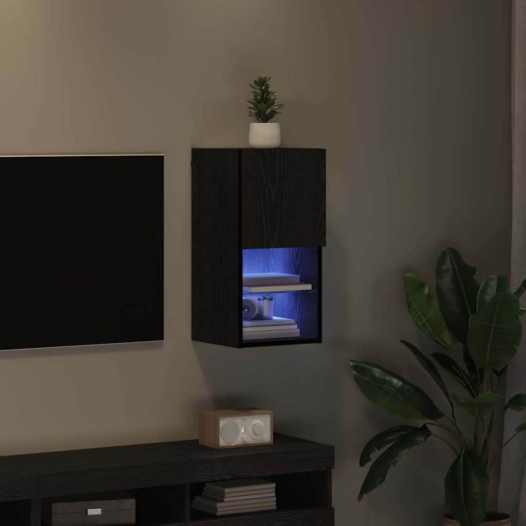 Wandmontierter TV-Schrank Wandmontiert Schwarz Eichen-Optik
