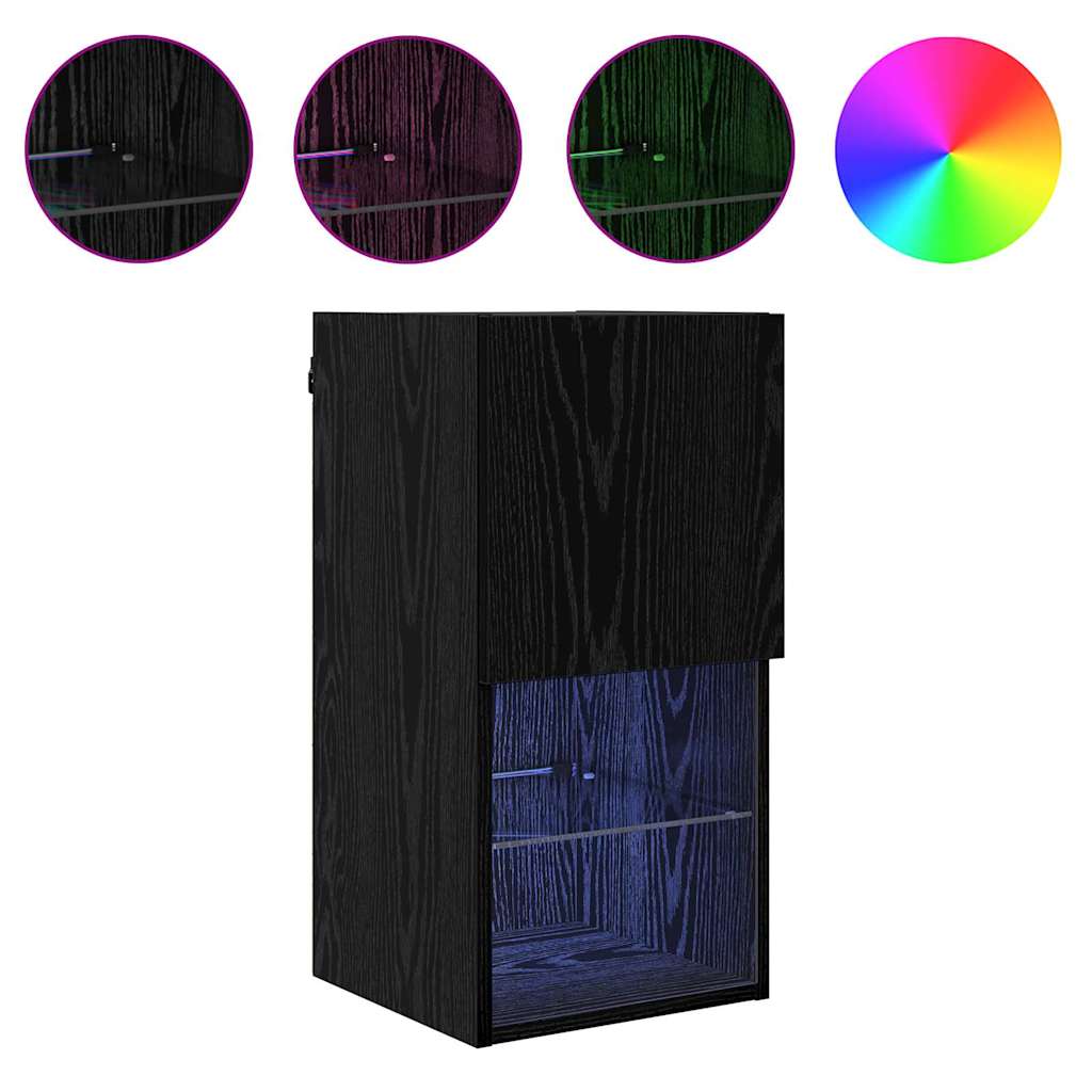 Wandmontierter TV-Schrank Wandmontiert Schwarz Eichen-Optik