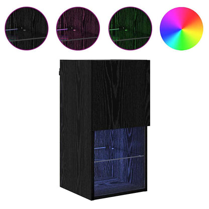 Wandmontierte TV-Schränke 2 pcs Schwarz Eichen-Optik