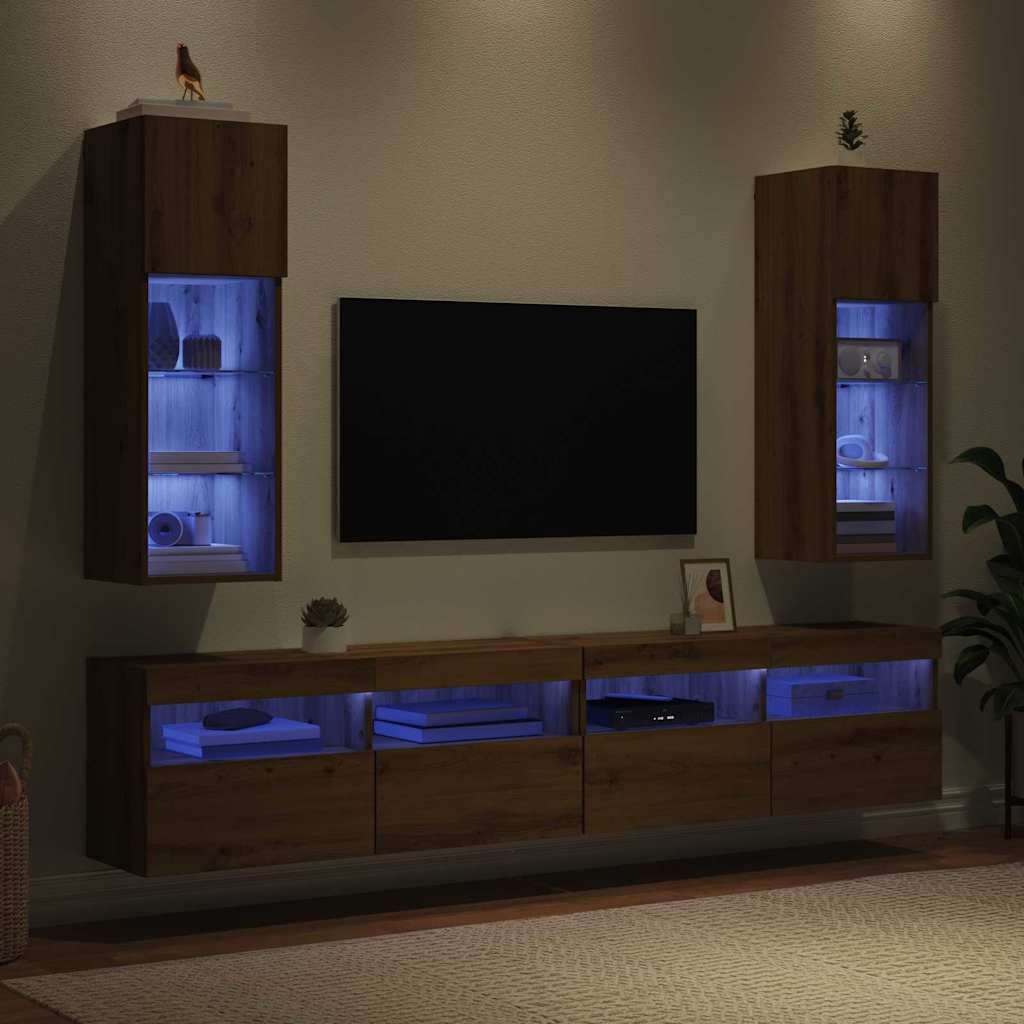 Wandmontierte TV-Schränke 2 pcs Artisan-Eiche 30,5 x 30 x 90 cm