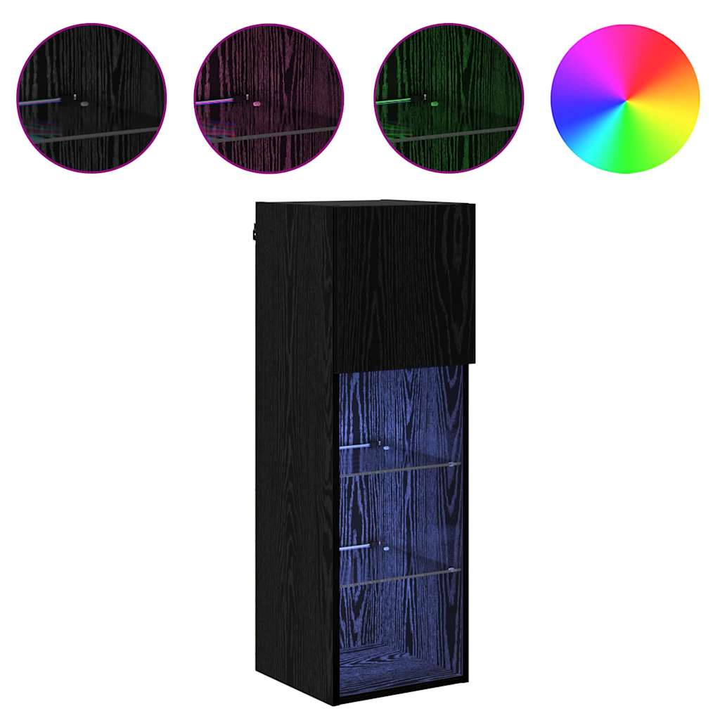 Wandmontierte TV-Schränke 2 pcs Schwarz Eichen-Optik