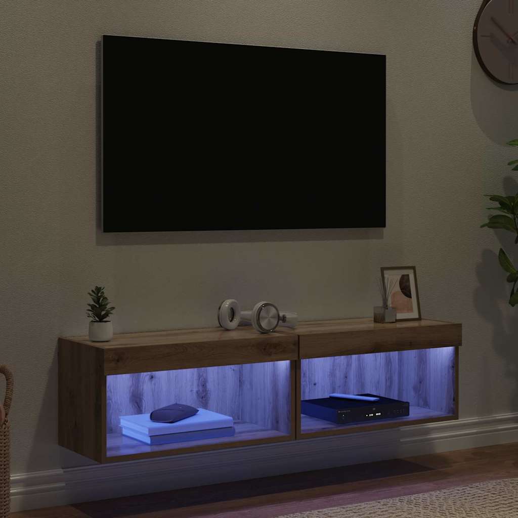 Fernsehtische 2 pcs Artisan-Eiche 60 x 30 x 30 cm Holzwerkstoff