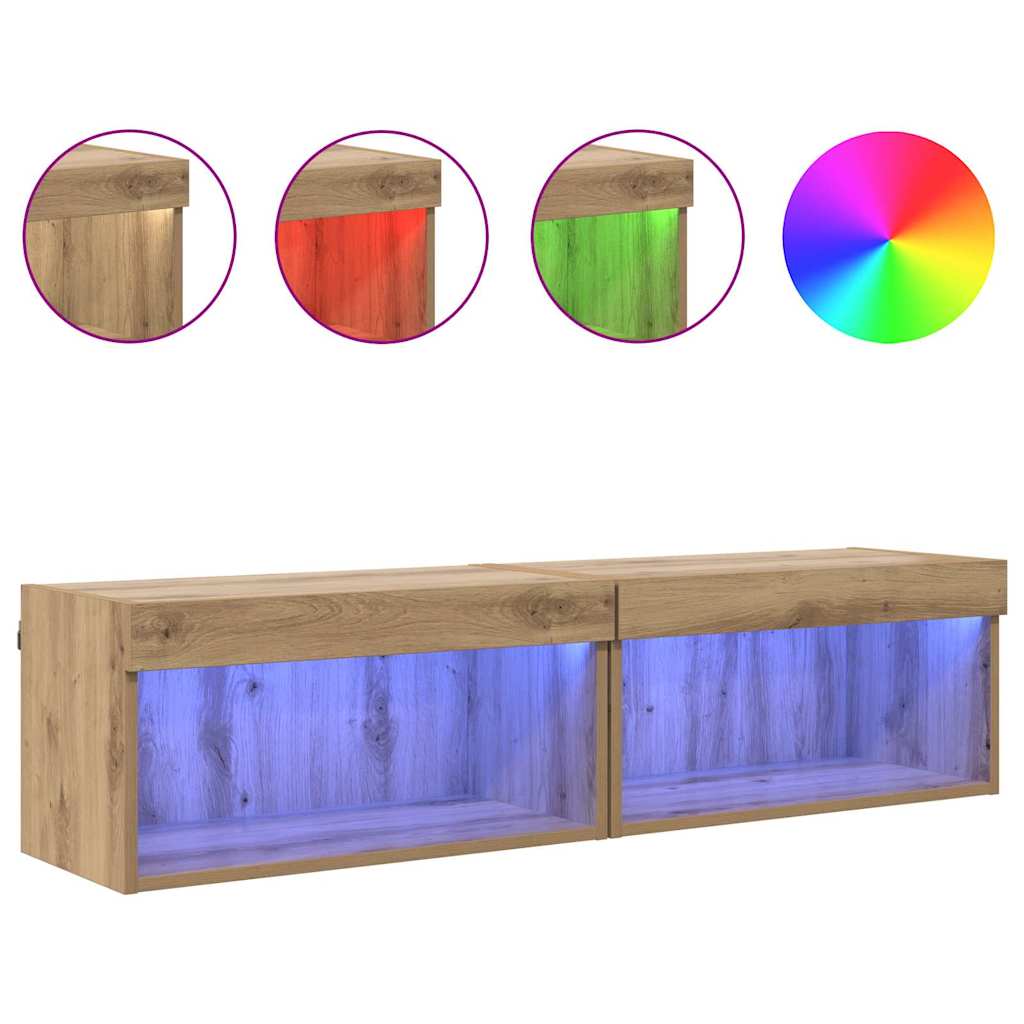 Fernsehtische 2 pcs Artisan-Eiche 60 x 30 x 30 cm Holzwerkstoff