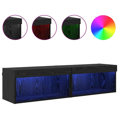 Fernsehtische 2 pcs Schwarz Eichen-Optik 60 x 30 x 30 cm