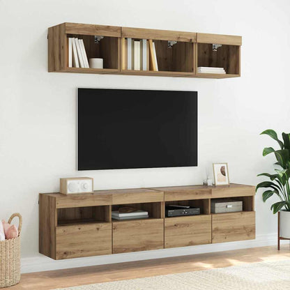 TV-Wandregale 2 pcs Artisan-Eiche 80 x 30 x 40 cm Holzwerkstoff