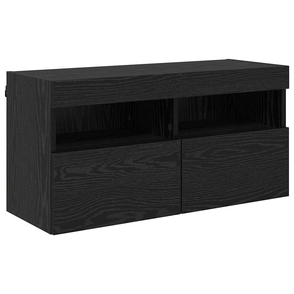 TV-Wandschrank Schwarz Eichen-Optik 80 x 30 x 40 cm