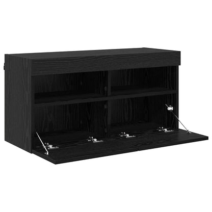 TV-Wandschrank Schwarz Eichen-Optik 80 x 30 x 40 cm