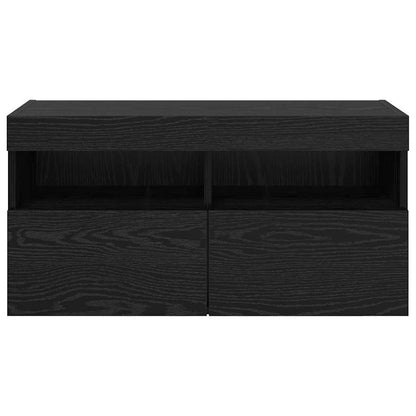 TV-Wandschrank Schwarz Eichen-Optik 80 x 30 x 40 cm
