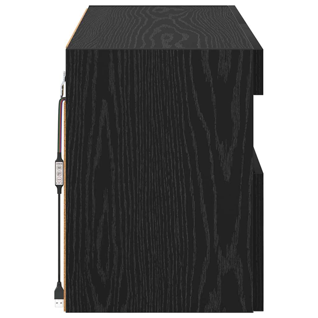 TV-Wandschrank Schwarz Eichen-Optik 80 x 30 x 40 cm