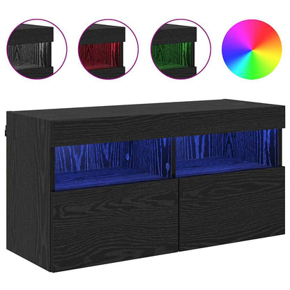 TV-Wandschrank Schwarz Eichen-Optik 80 x 30 x 40 cm