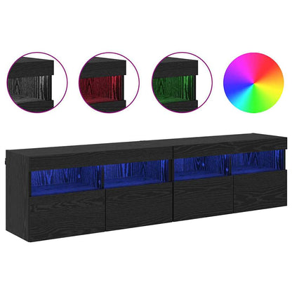 TV-Wandregale 2 pcs Schwarz Eichen-Optik 80 x 30 x 40 cm