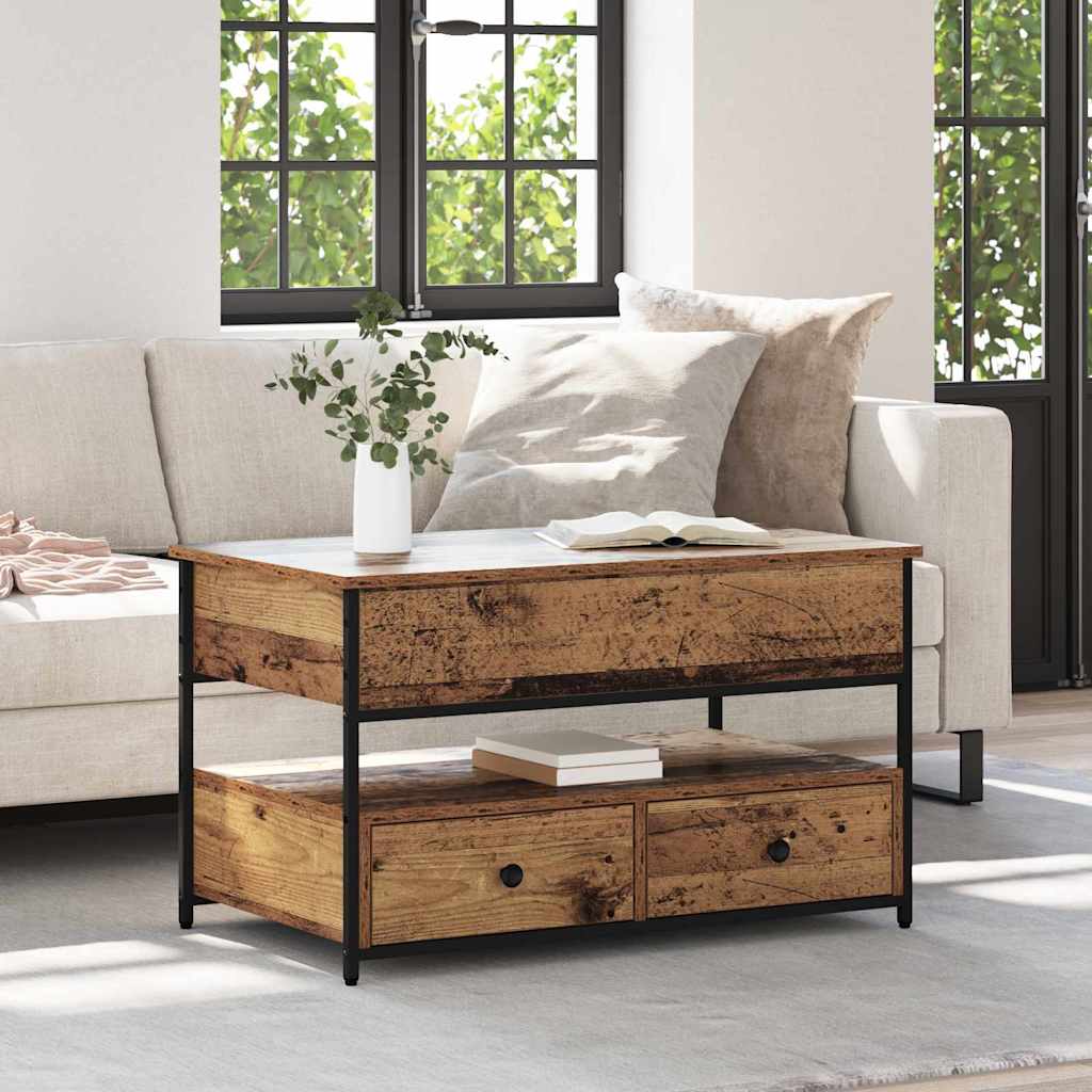 Couchtisch mit Schubladen Altholz 85 x 50 x 50 cm Holzwerkstoff
