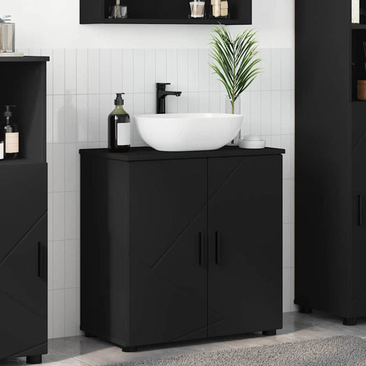 Badezimmerschrank mit Speicher mit Tür Schwarz 61 x 35 x 64 cm