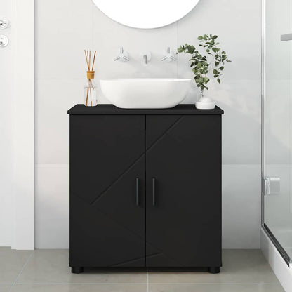 Badezimmerschrank mit Speicher mit Tür Schwarz 61 x 35 x 64 cm