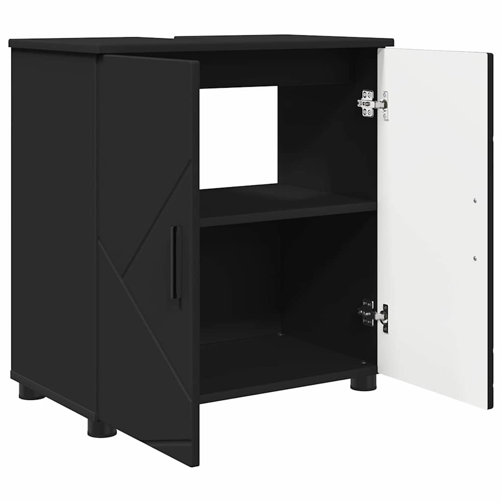 Badezimmerschrank mit Speicher mit Tür Schwarz 61 x 35 x 64 cm