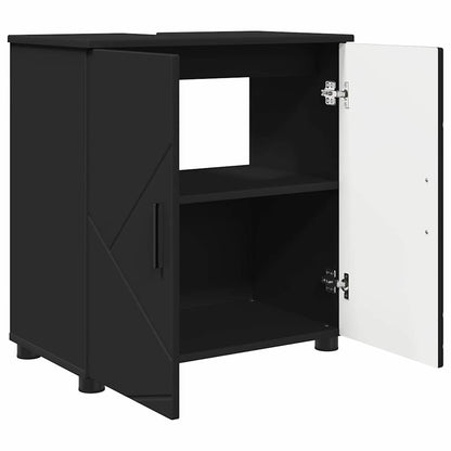 Badezimmerschrank mit Speicher mit Tür Schwarz 61 x 35 x 64 cm