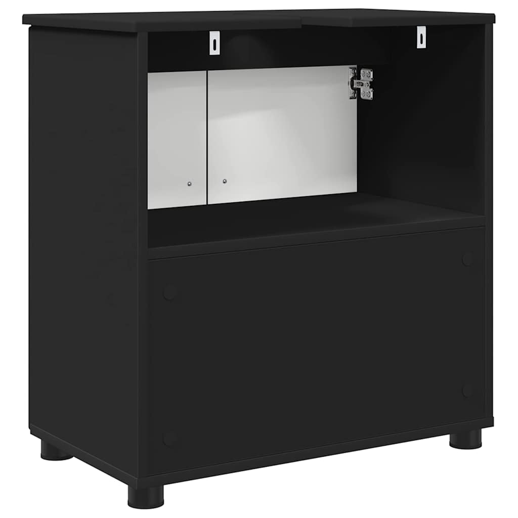 Badezimmerschrank mit Speicher mit Tür Schwarz 61 x 35 x 64 cm