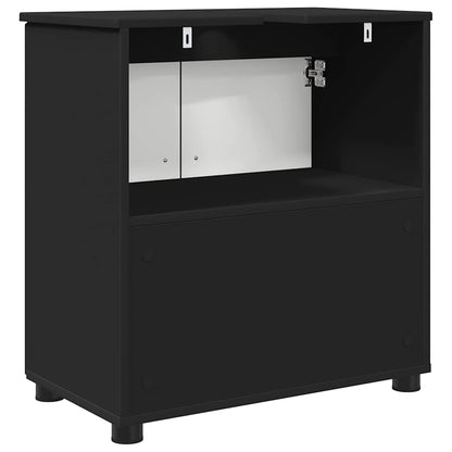 Badezimmerschrank mit Speicher mit Tür Schwarz 61 x 35 x 64 cm