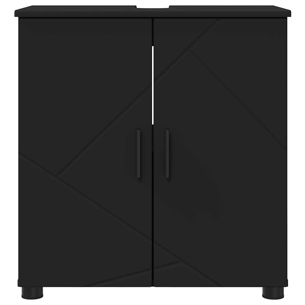 Badezimmerschrank mit Speicher mit Tür Schwarz 61 x 35 x 64 cm