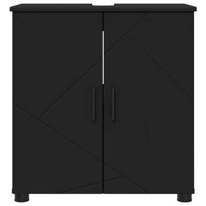 Badezimmerschrank mit Speicher mit Tür Schwarz 61 x 35 x 64 cm