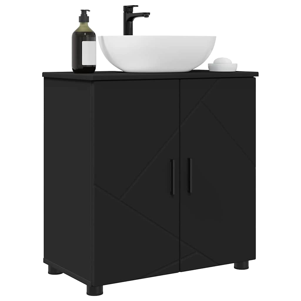 Badezimmerschrank mit Speicher mit Tür Schwarz 61 x 35 x 64 cm
