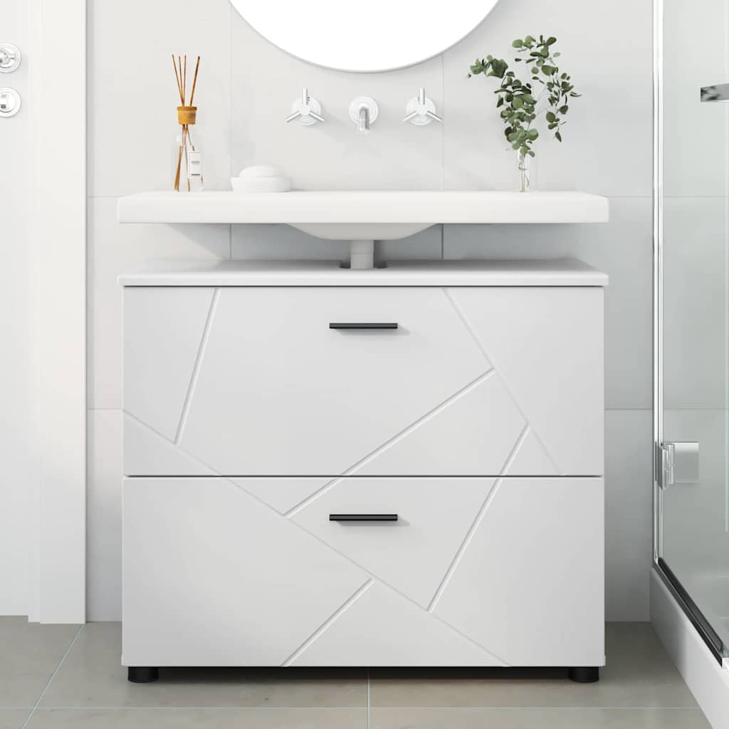 Badezimmer Schrank Weiß 76,5 x 35 x 64 cm Holzwerkstoff
