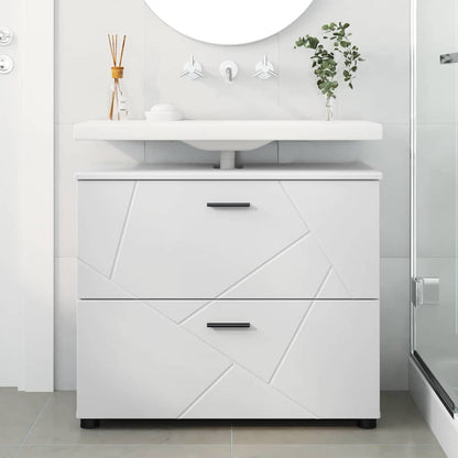 Badezimmer Schrank Weiß 76,5 x 35 x 64 cm Holzwerkstoff