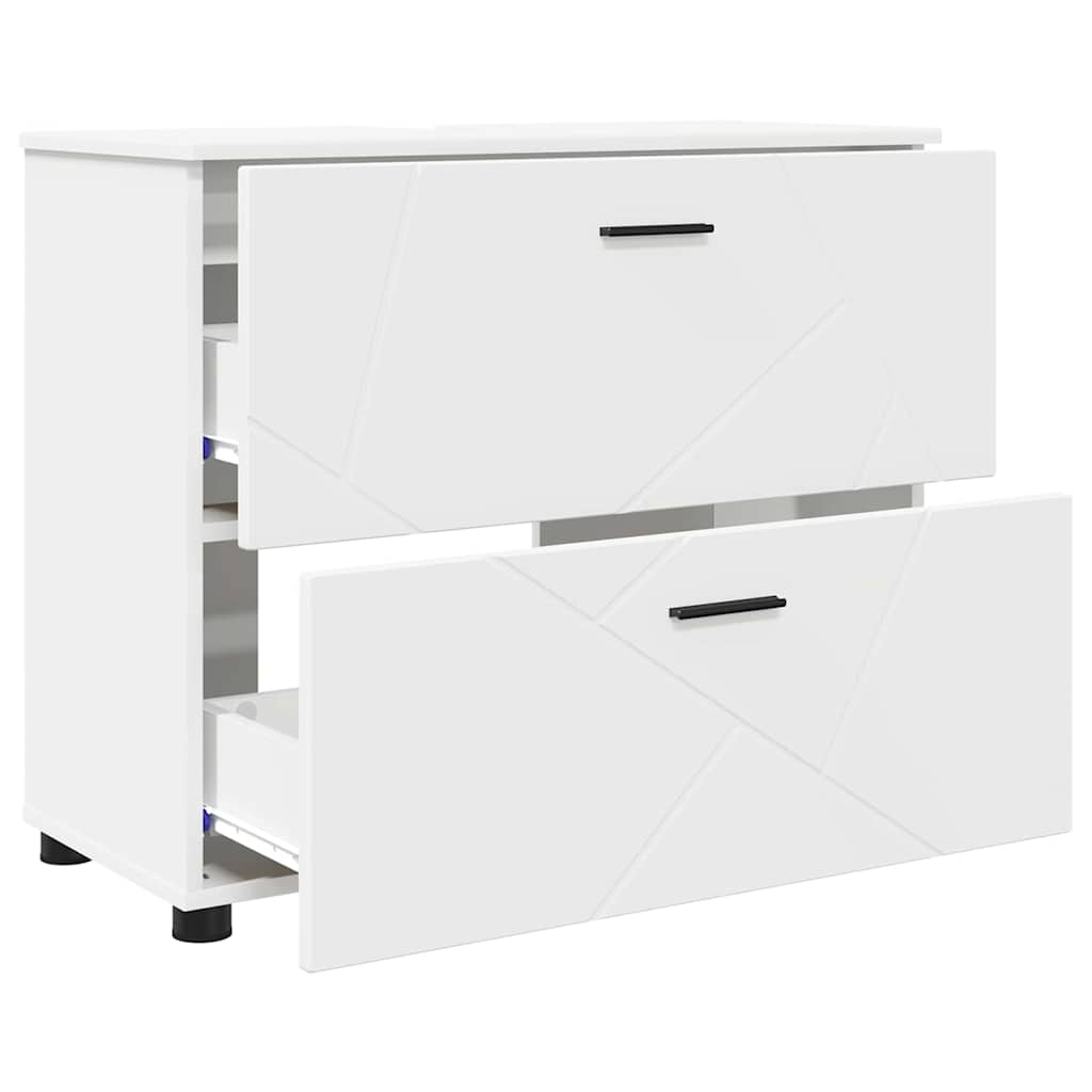 Badezimmer Schrank Weiß 76,5 x 35 x 64 cm Holzwerkstoff