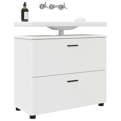 Badezimmer Schrank Weiß 76,5 x 35 x 64 cm Holzwerkstoff