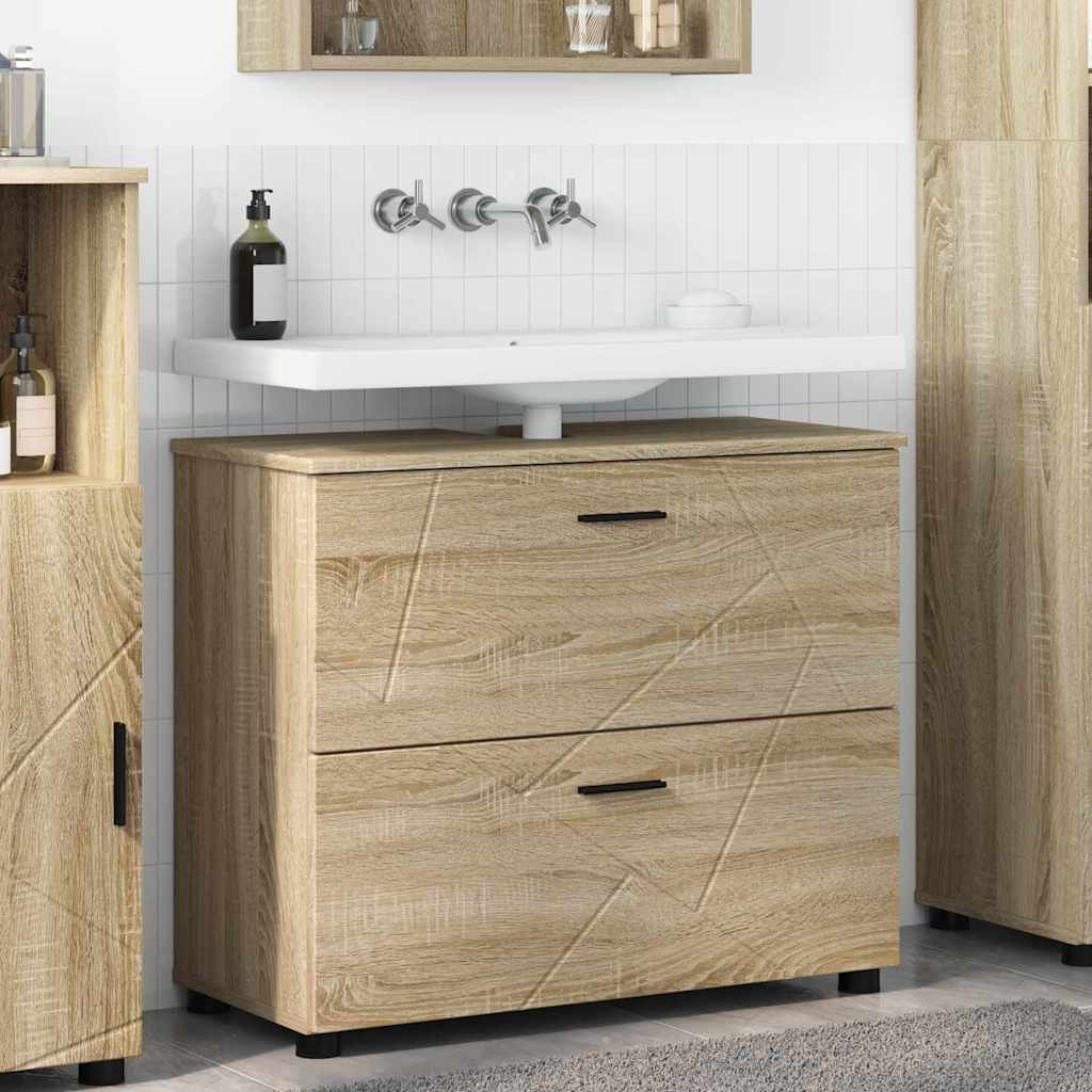Badezimmerschrank mit Schubladen Sonoma-Eiche 76,5 x 35 x 64 cm