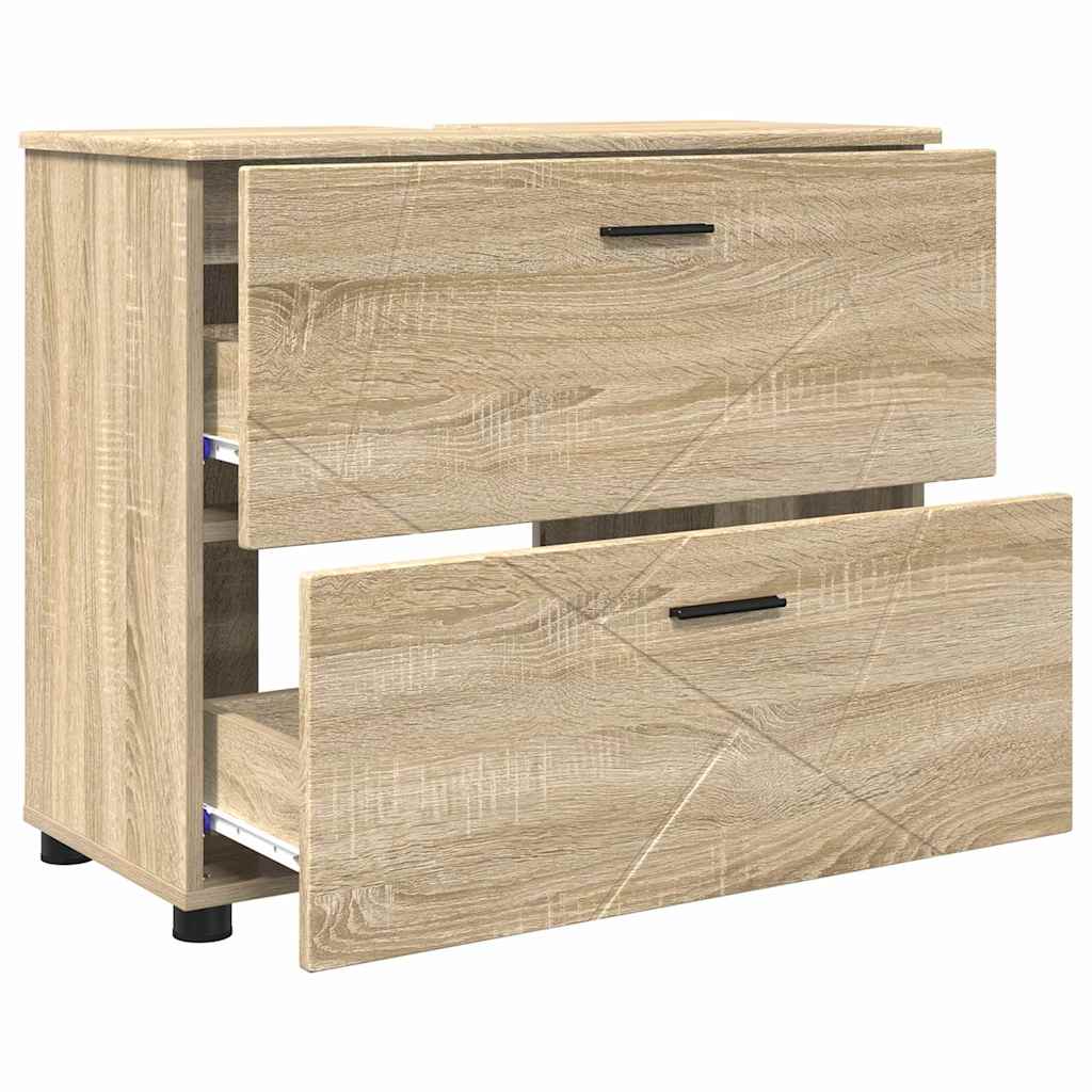 Badezimmerschrank mit Schubladen Sonoma-Eiche 76,5 x 35 x 64 cm