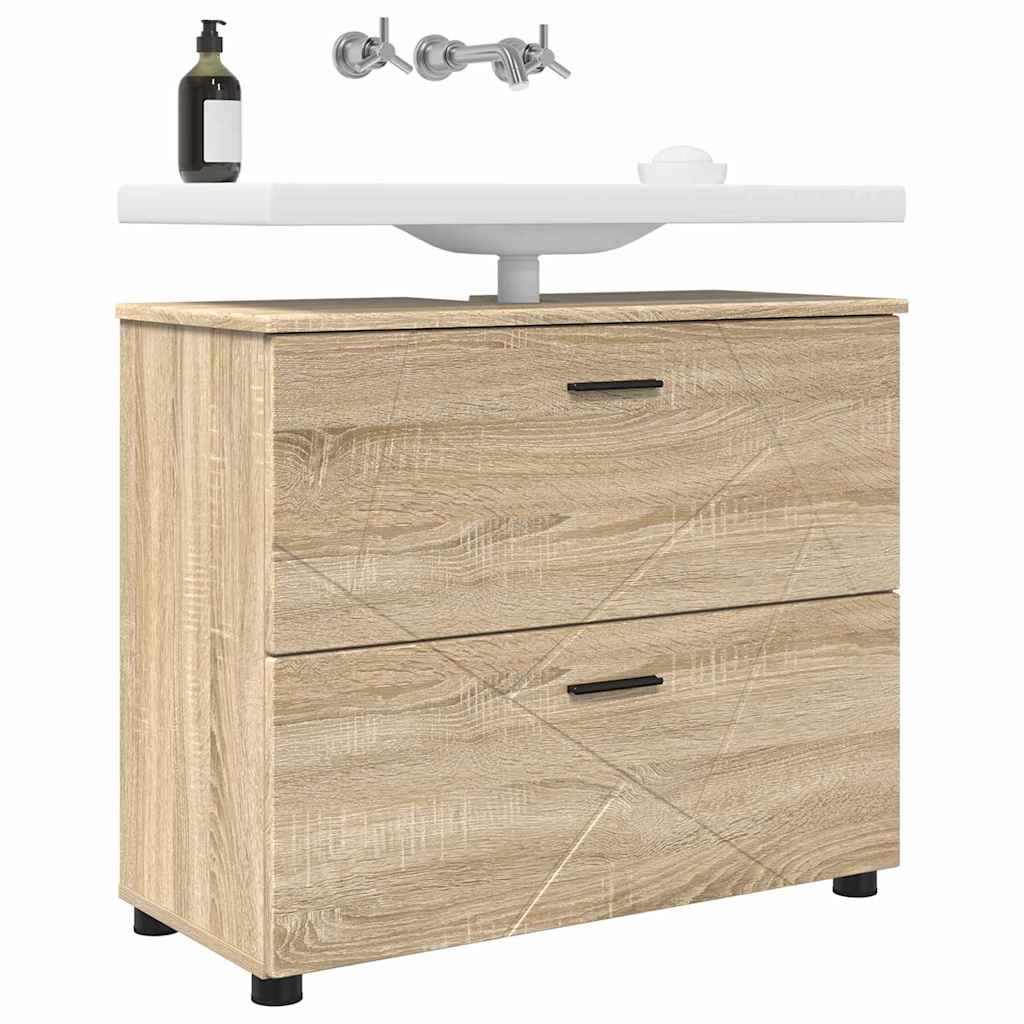 Badezimmerschrank mit Schubladen Sonoma-Eiche 76,5 x 35 x 64 cm