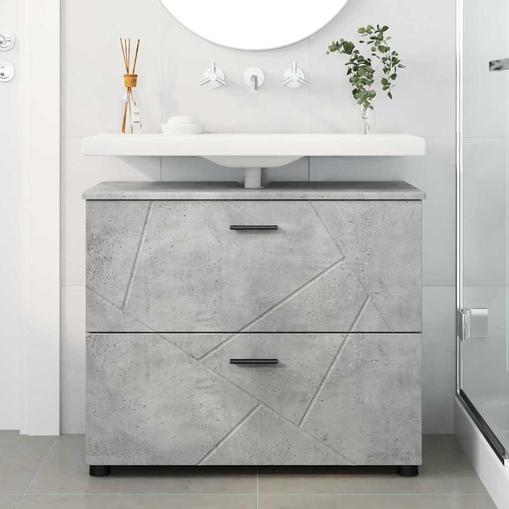 Badezimmerschrank mit Schubladen Beton Grau 76,5 x 35 x 64 cm